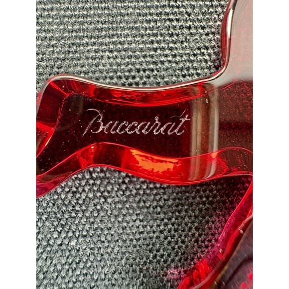 Baccarat Crystal Very Rare Ruby Red Angel Cherub Trumpet Christmas Ornament - Picture 5 of 5